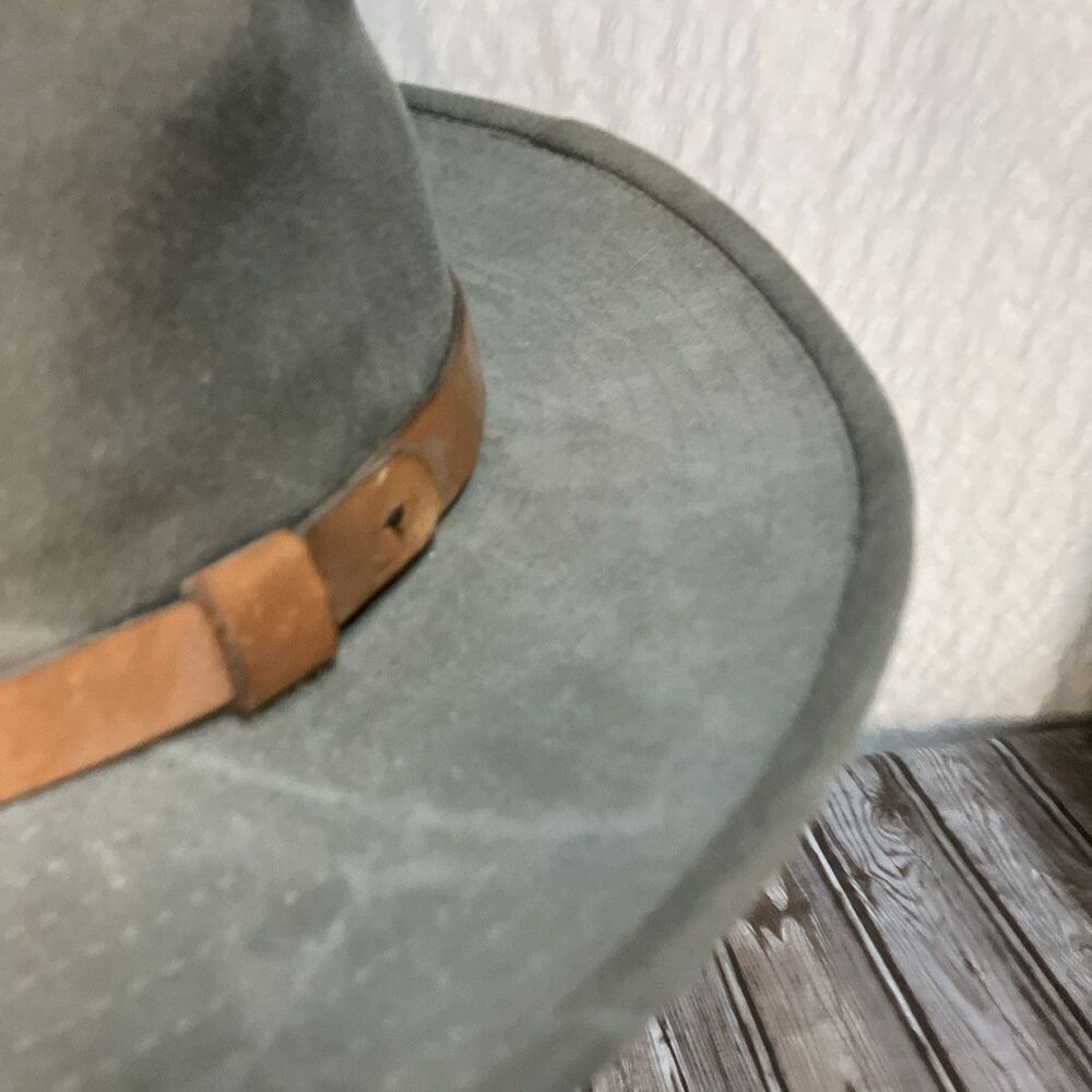 VTG SAGE Oilskin (waxed Cotton) Outback Safari Hat USA Leather Band L - Picture 4 of 11